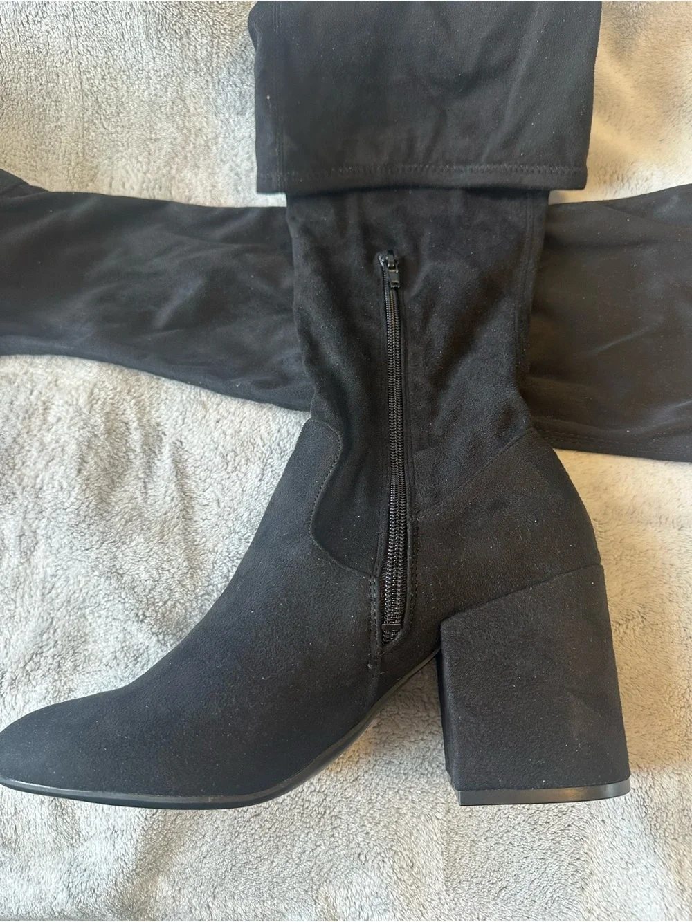 Bar III Black Suede Over-the-Knee Block Heel Boots